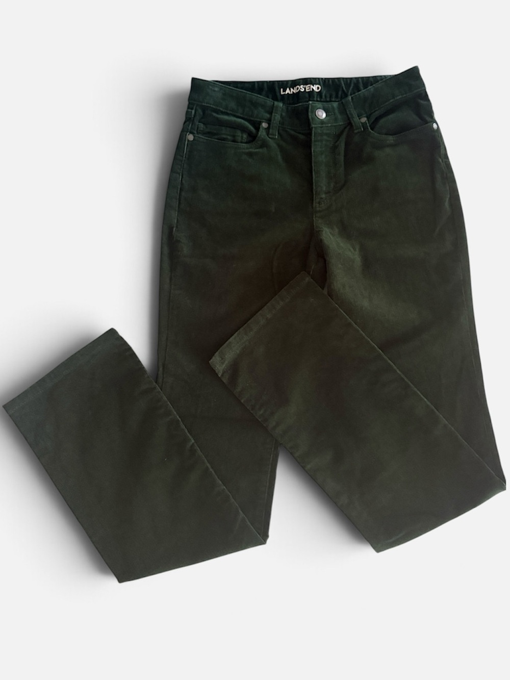 Lands’ End Mid Rise Demi Bootcut Hunter Green Corduroy Pants - Size 6